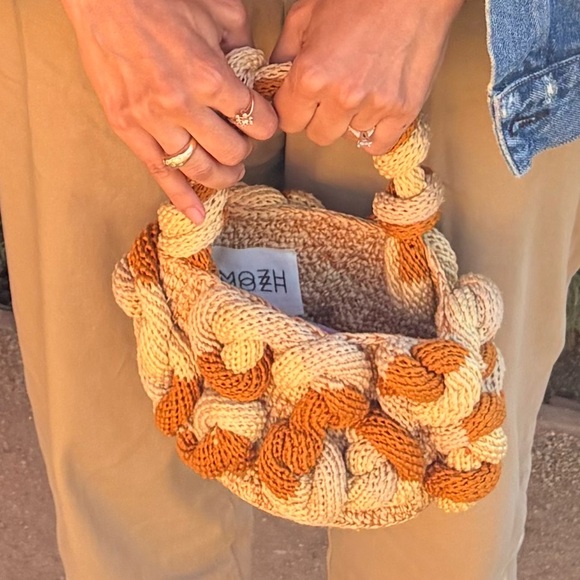Mozh Mozh Mini Crochet Knot Handbag Mini Bucket Bag 100% Cotton Hand Crocheted 🧶 - Picture 7 of 7